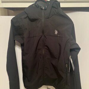 Ralph Lauren U.S. Polo Assn. Men's Soft Shell Jacket Hooded Black Size Small